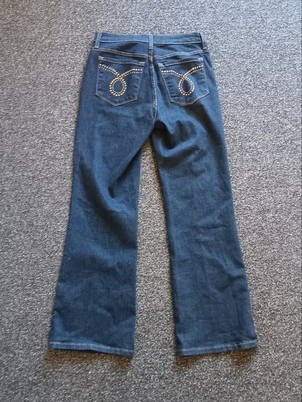 NYDJ Blue Studded Pocket Womens Jeans Size 6P, Bootcut Flare - Picture 2 of 14